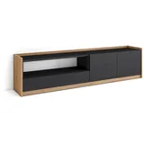 SKRAUT HOME Lowboard 207x50x37 cm Schwarz Eiche Holzwerkstoff