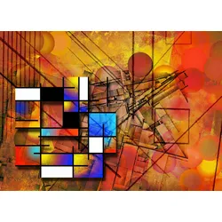 Fototapete PAPERMOON "MODERNE KUNST-ABSTRAKT MALEREI 3D GEOMETRISCH ART", bunt, B:4,50m L:2,80m, Vlies, Tapeten