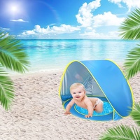 Strandmuschel für Kinder, Baby Zelt uv Schutz,UV Schutz 50+ Automatisches Strandmuschel, Strandzelt Belüftung Extra Light, im Automatischen Pop-up-Design, Wasserdicht (Blau)