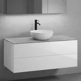 neoro n50 Unterschrank B: 120 cm mit 2 Auszügen, Waschtisch Ø 45 cm weiß matt, B: 120.5 BN0106WM+BN0424WH+BN0404C3