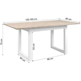 Homestyle4u Esstisch 120x80 in Weiß ausziehbar | Gr.: onesize