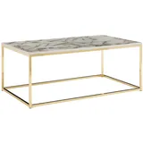 KADIMA DESIGN Couchtisch 100x60x40 cm mit Marmor Optik / Gold, Wohnzimmertisch mit Metall-Gestell, Sofatisch Eckig Tisch Wohnzimmer,