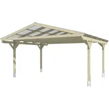 SKANHOLZ Carport Westerwald 5,70 x 5,41 m eiche hell inkl. Regenrinne, Pfostenanker