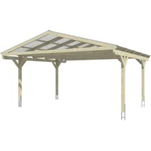 SKANHOLZ Carport Westerwald 5,70 x 5,41 m eiche hell inkl. Regenrinne, Pfostenanker