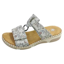 Rieker Damen Pantolette mit T-Riemen und Blumenmuster Weite H 66292, Größe:41 EU, Farbe:Mehrfarbig - Grau - 41