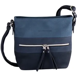Umhängetasche TOM TAILOR "Ellen", Damen, blau, Polyurethan, Taschen, schönes Color Blocking, hochglänzender Reißverschluss-Eyecatcher