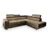 masseno Ecksofa Velours 4-Sitzer Beige