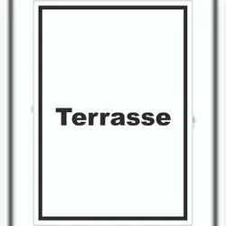 HB-Druck Terrasse Aufkleber mit Text hochkant A7 (74x105mm)