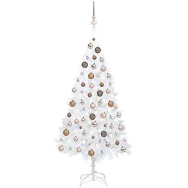 vidaXL Künstlicher Weihnachtsbaum mit Beleuchtung & Kugeln Weiß 150 cm