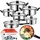 Retoo Topfset 12-teilig Kochtopf Set mit Glasdeckel Durchmesser 16 18 20 21.8 24cm Silber