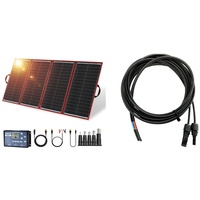DOKIO 300W 18V Faltbar Solarmodule 95 * 49cm,6 & Offgridtec 5m Profi-Verbindungskabel Solarladeregler zu Solarmodul - MC4 zu Aderendhülsen - mit 4mm2 Leitungsquerschnitt Solarkabel