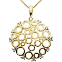 Ketten-Anhänger FIRETTI "Schmuck Geschenk Gold 585 Halsschmuck Anhänger für Halskette", weiß (gelbgoldfarben, silberfarben, weiß, w=weiß), Schmuckanhänger, Damen, 0,09 ct P2 = erkennbare Einschlüsse, Gelbgold 585-Diamanten, 2,35 g, Gelbgold 585, Diamanten, mit Brillanten