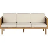 Beliani Gartensofa 3-Sitzer 200 x 80 x 75 cm Hellbraun