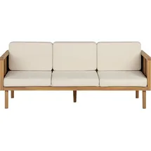 Beliani Gartensofa 3-Sitzer 200 x 80 x 75 cm Hellbraun