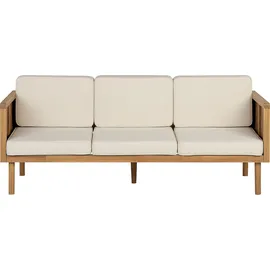 Beliani Gartensofa 3-Sitzer 200 x 80 x 75 cm Hellbraun