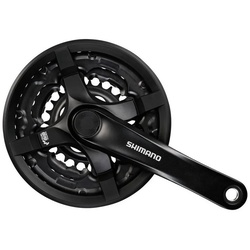 Shimano Fahrradkurbel Kurbelgarnitur TY 501 42/34/24 170 mm FC-TY 501 4-kant 6/7/8-fach mit schwarz