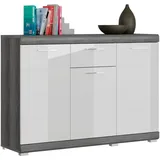 Inosign Kommode »Siena«, Sideboards Gr. B/H/T: 120cm x 85cm x 37cm,, grau Front: weiß hochglanz tz/korpus: rauchsilber nb/absetzung: nb) Breite 120 cm,