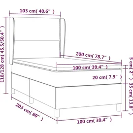vidaXL Boxspringbett 100 x 200 cm Dunkelblau