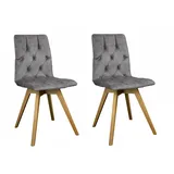 OTTO home Esszimmerstuhl Rania (Set, 2 St), Massivholzgestell, mit Knopfheftung grau