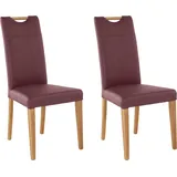 Home Affaire Roberta 47x99x61 cm, 2 St., Echtleder und Gestell aus Eiche Massivholz rot (bordeau x, eichefarben), Küchenstühle (50595302-0)