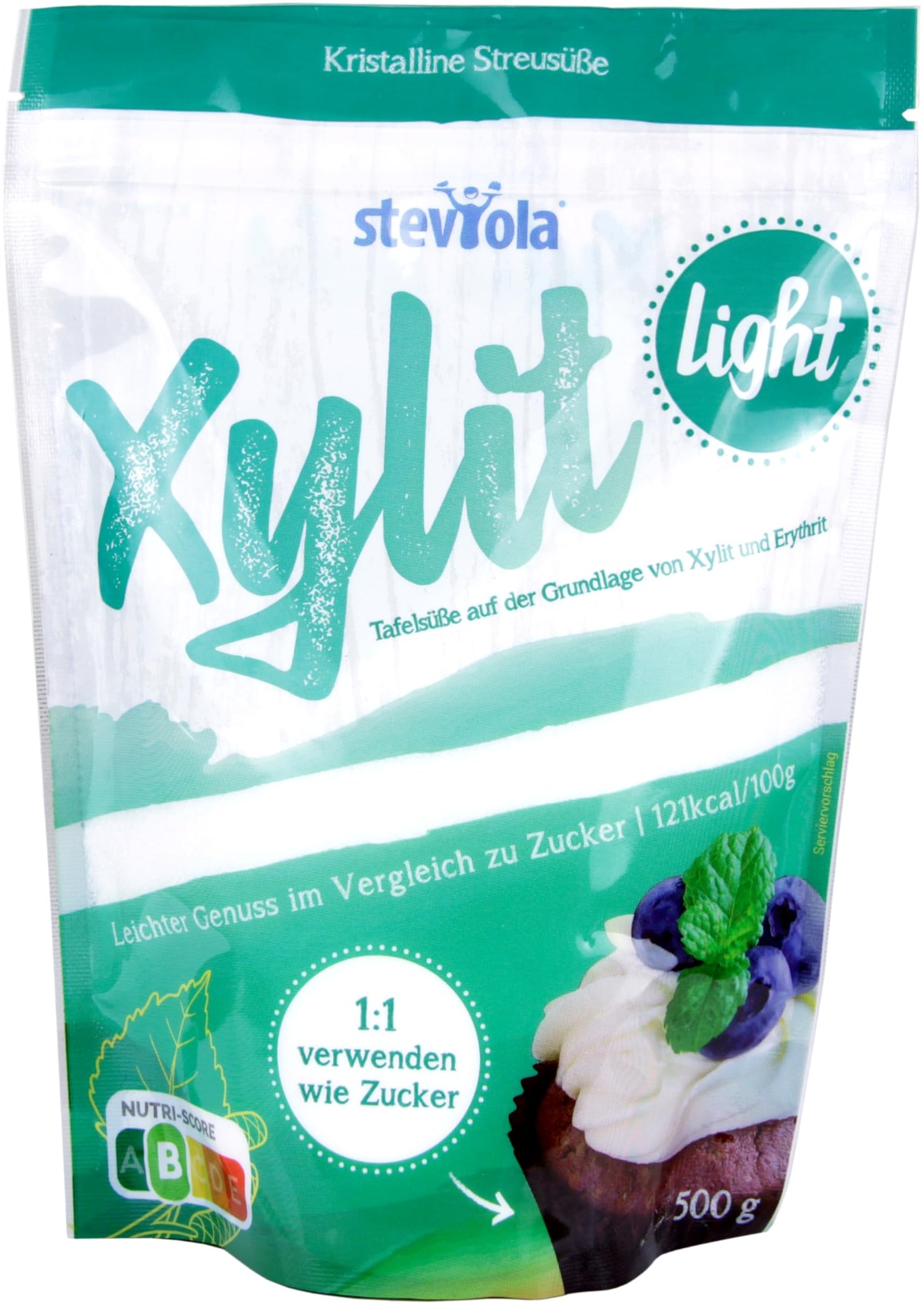 Steviola | Xylit light | Kalorienreduzierte Süße | Geeignet für Speisen und Getränke | Vegan und natürlich | Süße ohne Zucker | 500g