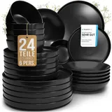 PURE LIVING INTERIOR DESIGN Manhattan Tafelservice 24-tlg. matt schwarz