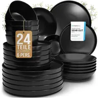 PURE LIVING INTERIOR DESIGN Manhattan Tafelservice 24-tlg. matt schwarz