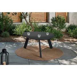 Lesli Living Ambia Garden Loungetisch, Schwarz, Metall, organisch, eckig, 55x46x28 cm, Loungemöbel, Loungetische
