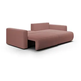 Fun Möbel Ecksofa Sofa mit Schlaffunktion CHAIRA Stoff Curio Rose Ottomane Rechts - Rosa