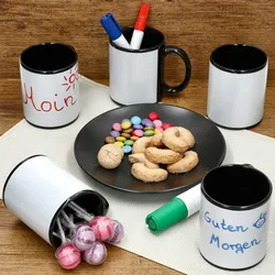 6er Set CARINA schwarze Kaffeebecher zum Beschriften – A2010