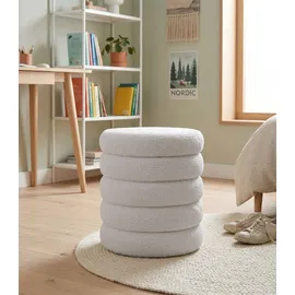 Home4You Hocker Teddystoff Ø 40 x 46 cm Hellgrau