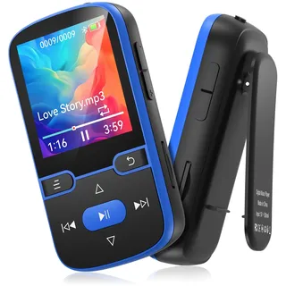 64 GB MP3 Player Bluetooth 5.3 mit Clip für Kinder Tragbarer mp3 -Player Musik-Player mit FM-Radio, Schrittzähler, Voice Recorder, Zufallswiedergabe und Wiederholung, TF-Karte bis zu 128 G