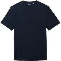 Tom Tailor Herren T-Shirt mit Piqué Struktur, blau, Uni,
