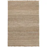 RugVista, Sahara Jute, In & Outdoor Teppich, Kurzflor Teppich, 200 x 300 cm, Rechteckiger, Modern, Jute, Flur, Care & FAIR, Terrasse, Wohnzimmer, Outdoorteppich, Schwarz/Grau, Grau