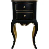 Casa Padrino Barock Kommode mit 2 Schubladen Schwarz / Gelb / Gold H 70 cm, B 38 cm - - Nachttisch Konsole - Nachtschrank