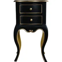 Casa Padrino Barock Kommode mit 2 Schubladen Schwarz / Gelb / Gold H 70 cm, B 38 cm - - Nachttisch Konsole - Nachtschrank