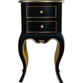 Casa Padrino Barock Kommode mit 2 Schubladen Schwarz / Gelb / Gold H 70 cm, B 38 cm - - Nachttisch Konsole - Nachtschrank