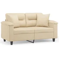 VidaXL 2-Sitzer-Sofa mit Kissen Creme 120 cm Mikrofasergewebe