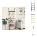 Leiterregal mit 5 Böden Hellbraun und Schwarz 64x34x185,5 cm - Bücherregal - Wandregal - Aufbewahrung - Dekoration - Wohnen
