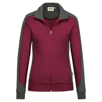 Hakro Damen Sweatjacke Contrast Performance, HK277-weinrot, XL