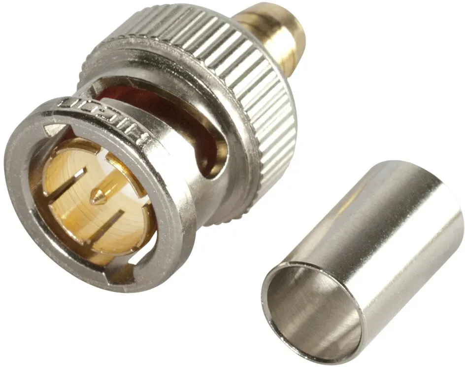 HICON BNC 3G-SDI Crimp-Kabelstecker, gerade, nickelfarben