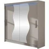 MIRJAN24 Kleiderschrank Begas (mit Spiegel, Kleiderstange) Schiebetürenschrank, Modernes Schlafzimmerschrank beige