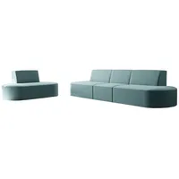 Fun Möbel Polstergarnitur Sofaset Designersofa MILOT 3-1 in Stoff, (Set, 2-tlg), Rundumbezug blau