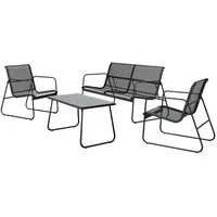 Mirjan24 Gartenset, Anthrazit, Metall, 4-Sitzer, rechteckig, Gartenmöbel, Gartenmöbel-Sets
