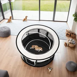 Tectake tectake® Welpenauslauf, faltbar, für Innen- und Außenbereich, 114 x 60,5 cm, inklusive Tragetasche