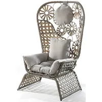 Sessel Loungesessel Relaxsessel Sitzmöbel FLOWER grau Metallgestell und Kissen