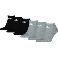 Puma Unisex Sneaker Socken knöchelhoch für Damen Herren 6er Pack, Farbe:666 - black/grey, Socken & Strümpfe:39-42 - 39-42