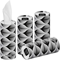 tishoo extra weiche 4-lagig Taschentücher mit Feuchtigkeitscreme | für Becherhalter im Auto, Zuhause und Reisen | 40 Tuben | Mono/Waves