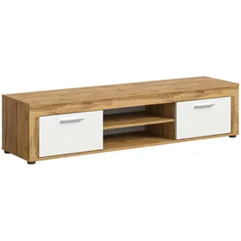 VCM Jam Lowboard 160 x 37 x 40 cm Weiß/Eiche Wotan Kunststoff/Melamin