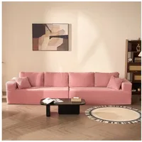 LITBIRD Sofa Modulares L-förmiges Ecksofa, rahmenloses Schlafsofa, montagefrei, 2 Teile, extra tiefe Sitzfläche, Doppelsitz, ideal für Wohnzimmer & Gästezimmer rosa